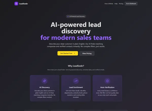 LeadSeekr.io website screenshot